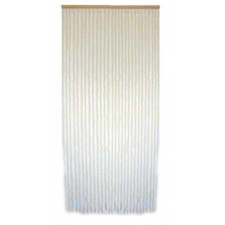 Cortina para Puerta de Bambú y Sisal Natural, de Aros color Beige. Sostenible, exenta de plásticos (90cm X 190cm) - Hogar y Más