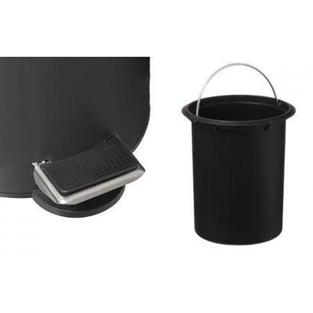 PAPELERA TAPA BAMBÚ CON PEDAL GRIS 3L