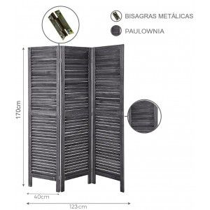 BIOMBO SEPARADOR DE MADERA GRIS METI