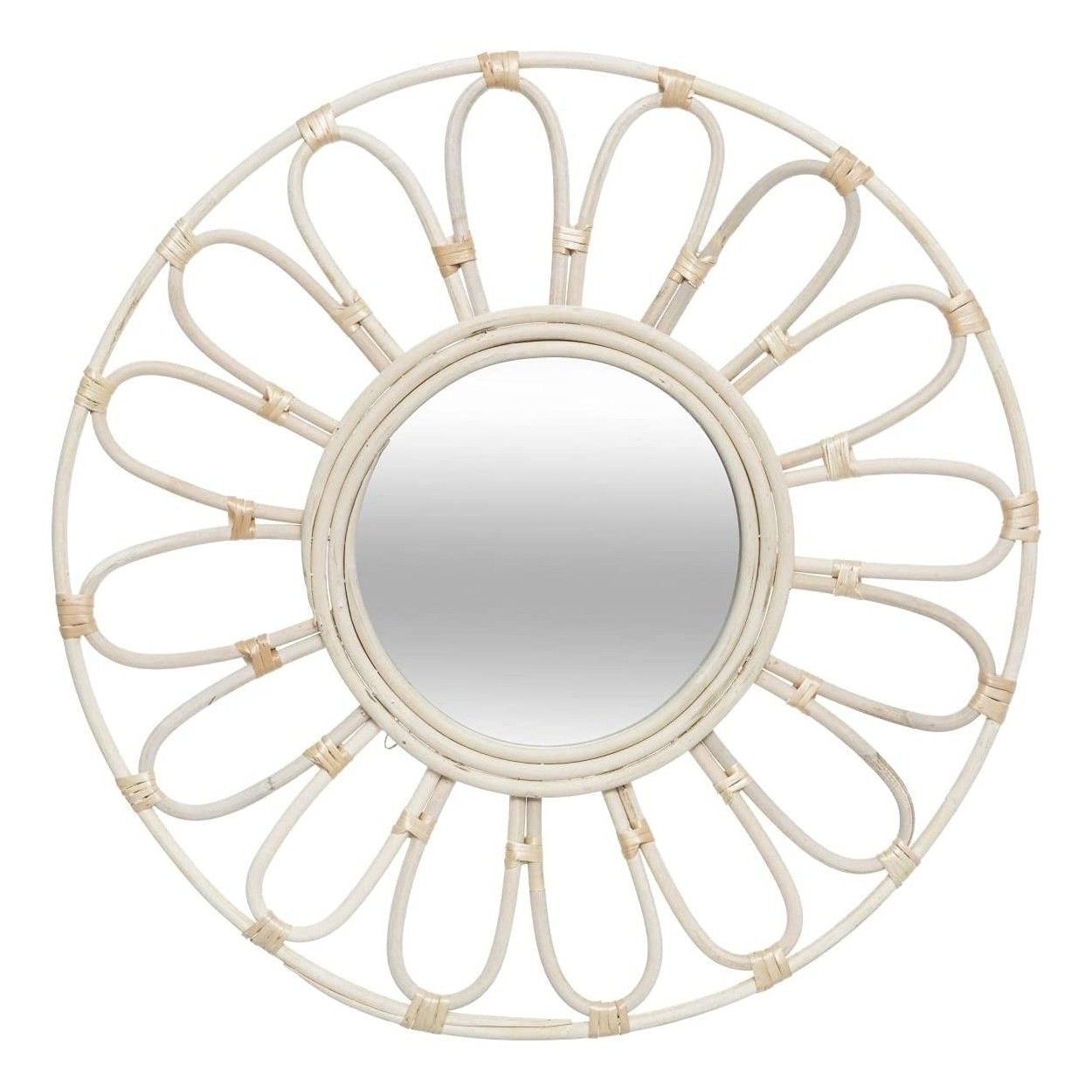 ESPEJO DE PARED RATÁN "FLOR" Ø56