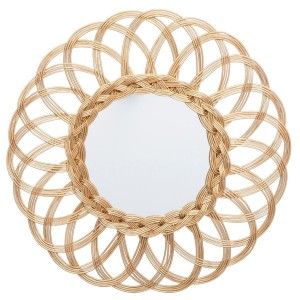 ESPEJO DE PARED RATÁN "FLOR" Ø50