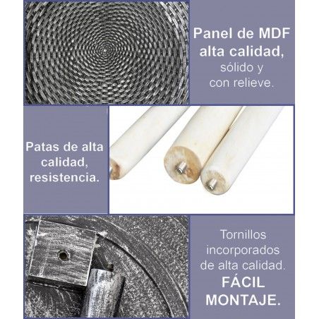 MESA AUXILIAR SALÓN DE MADERA NEGRA TRENZA ø49CM