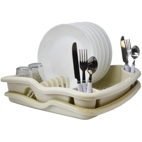 Escurreplatos con Bandeja para Fregadero, Escurridor de Platos Gris o Blanco 30x40x10,5 cm