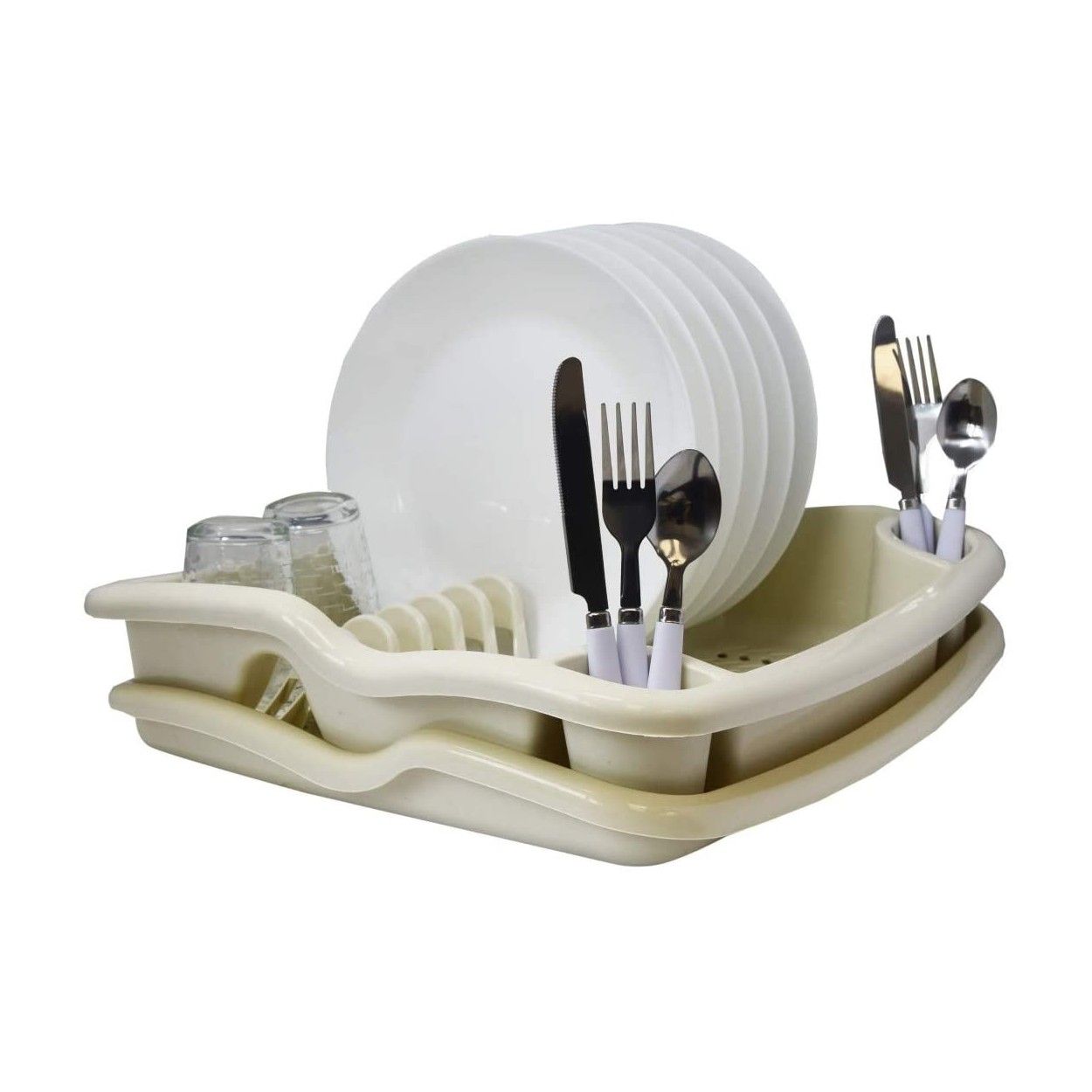 Escurreplatos con Bandeja para Fregadero, Escurridor de Platos Gris o Blanco 30x40x10,5 cm