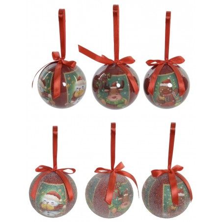 BOLAS DE NAVIDAD RENO VERDE SET 7 ø7,5CM