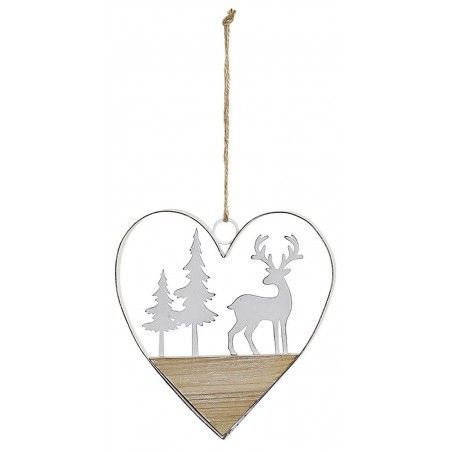 DECORACIÓN COLGANTE CORAZÓN NAVIDEÑO 15CM