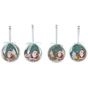 BOLAS DE NAVIDAD PAPA NOEL VERDE SET 7 ø7,5CM