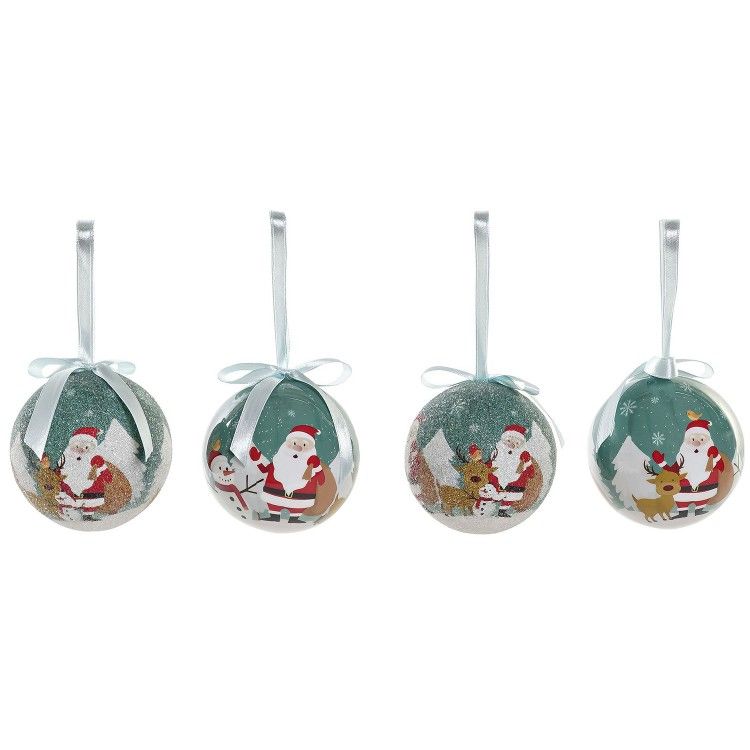 BOLAS DE NAVIDAD PAPA NOEL VERDE SET 7 ø7,5CM