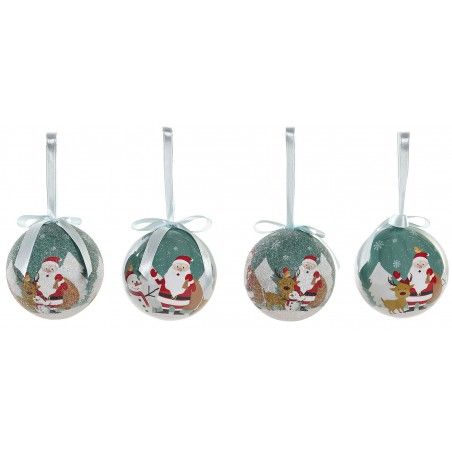BOLAS DE NAVIDAD PAPA NOEL VERDE SET 7 ø7,5CM