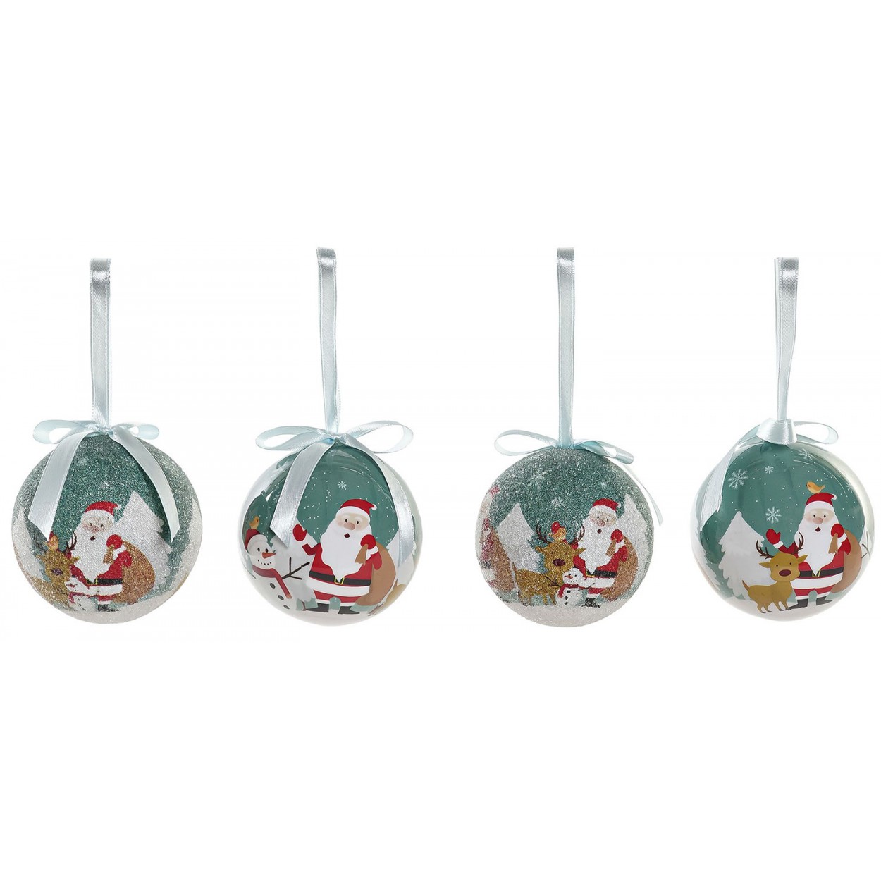 BOLAS DE NAVIDAD PAPA NOEL VERDE SET 7 ø7,5CM