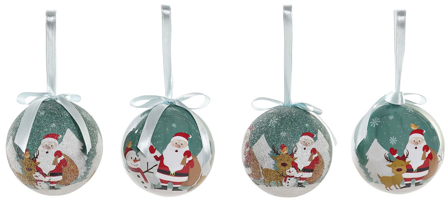 BOLAS DE NAVIDAD PAPA NOEL VERDE SET 7 ø7,5CM
