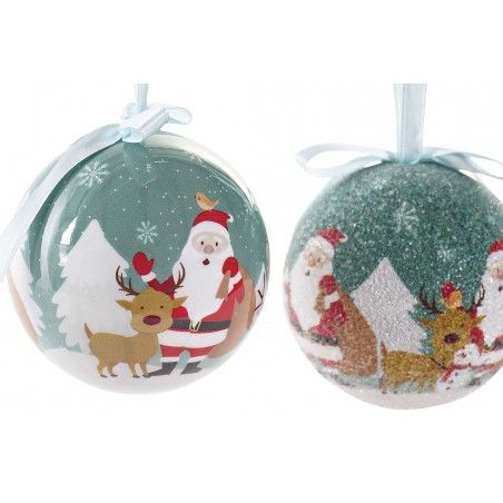 BOLAS DE NAVIDAD PAPA NOEL VERDE SET 7 ø7,5CM