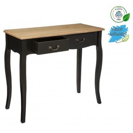 CONSOLA RECIBIDOR NEGRO RIKER 2 CAJONES