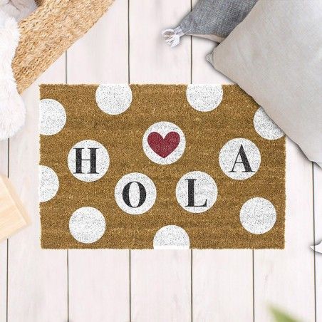 FELPUDO COCO NATURAL "HOLA" 40X70