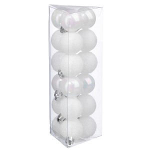 BOLAS DE NAVIDAD BLANCAS SET 18 Ø3CM