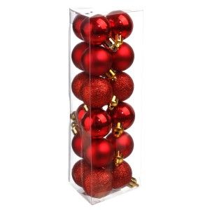 BOLAS DE NAVIDAD ROJAS SET 18 Ø3CM