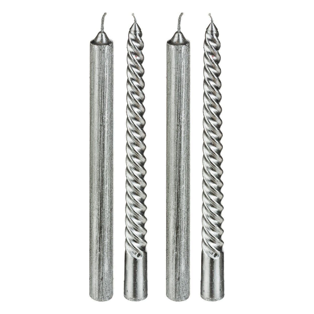 VELA CANDELABRO CÓNICAS NAVIDEÑA 25CM SET 4 PLATA