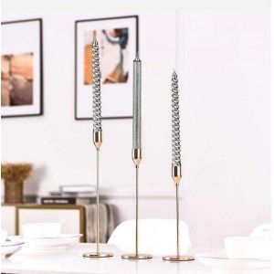 VELA CANDELABRO CÓNICAS NAVIDEÑA 25CM SET 4 PLATA