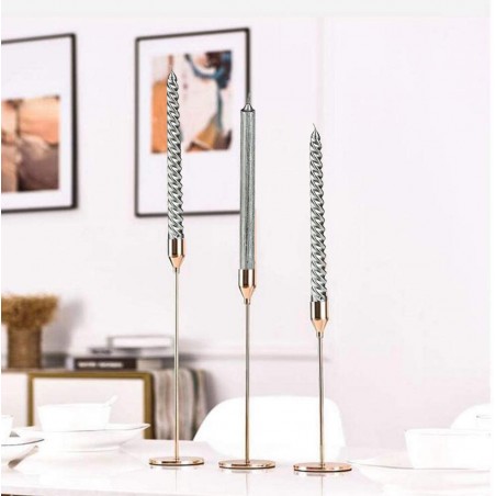 VELA CANDELABRO CÓNICAS NAVIDEÑA 25CM SET 4 PLATA