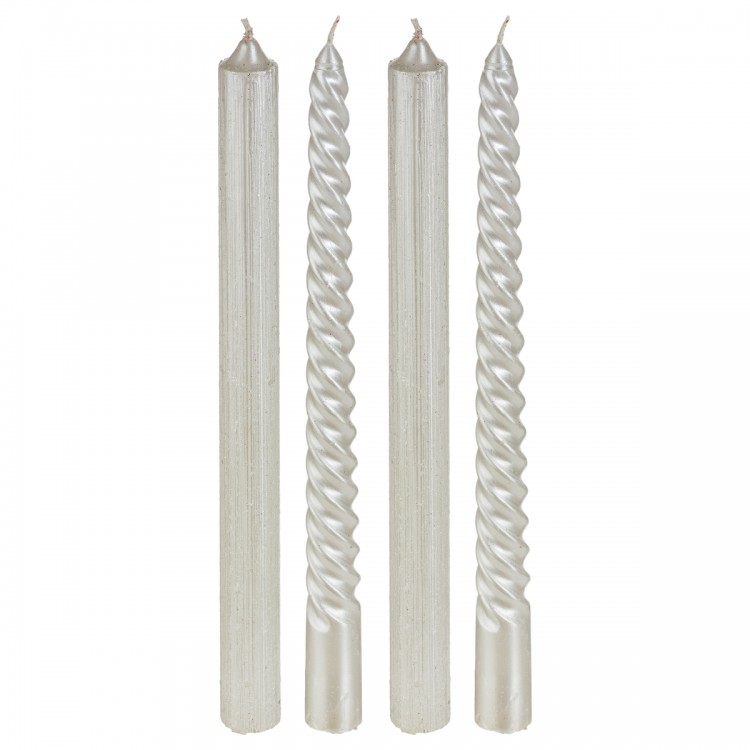 VELA CANDELABRO CÓNICAS NAVIDEÑA 25CM SET 4 BLANCAS