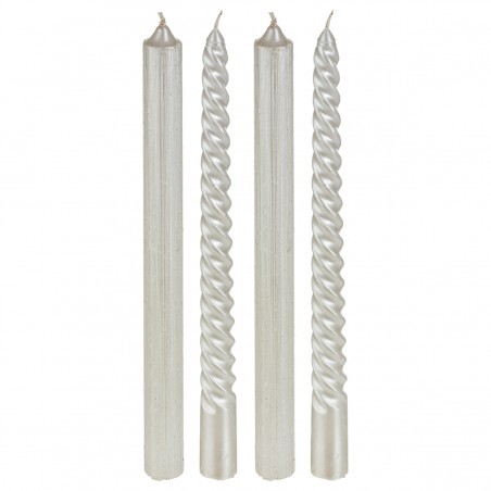 VELA CANDELABRO CÓNICAS NAVIDEÑA 25CM SET 4 BLANCAS