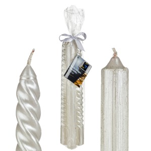 VELA CANDELABRO CÓNICAS NAVIDEÑA 25CM SET 4 BLANCAS