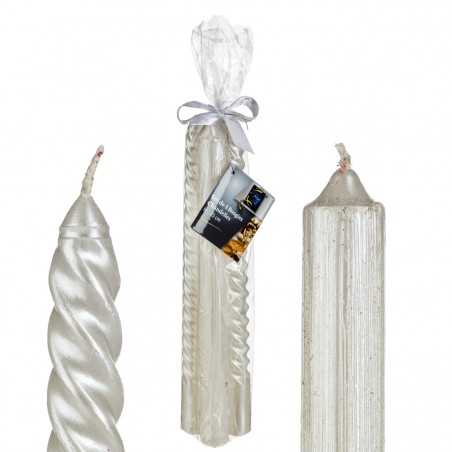 VELA CANDELABRO CÓNICAS NAVIDEÑA 25CM SET 4 BLANCAS