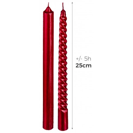 VELA CANDELABRO CÓNICAS NAVIDEÑA 25CM SET 4 ROJAS