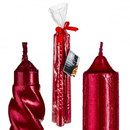 VELA CANDELABRO CÓNICAS NAVIDEÑA 25CM SET 4 ROJAS