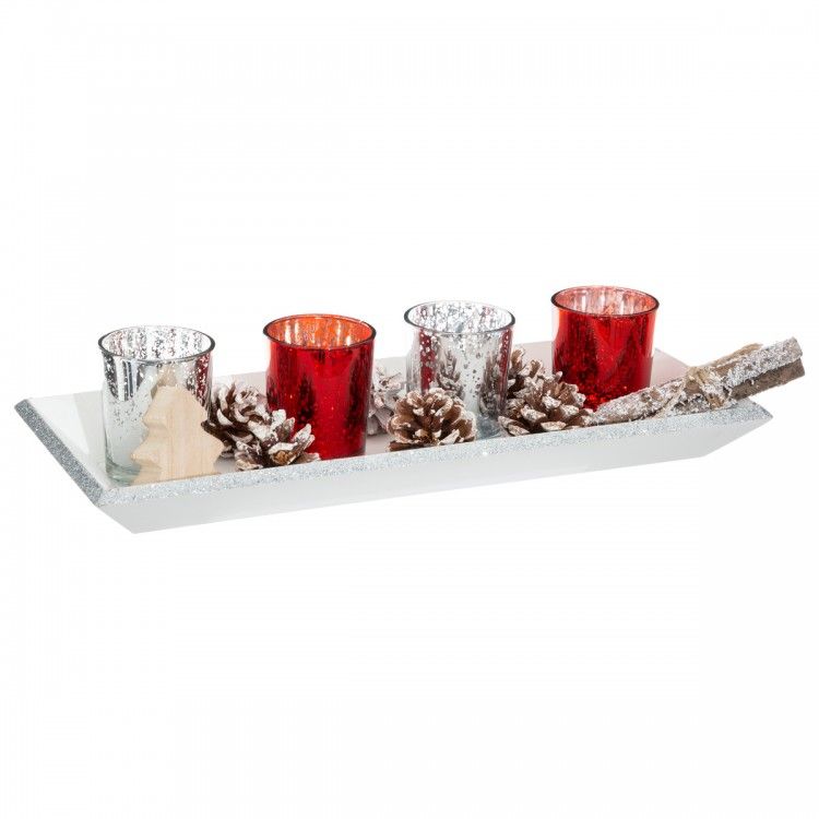 PORTAVELAS NAVIDEÑO MESA PIÑAS 35,5CM