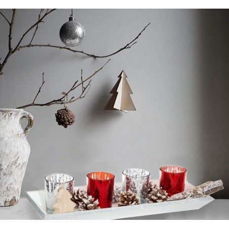 PORTAVELAS NAVIDEÑO MESA PIÑAS 35,5CM