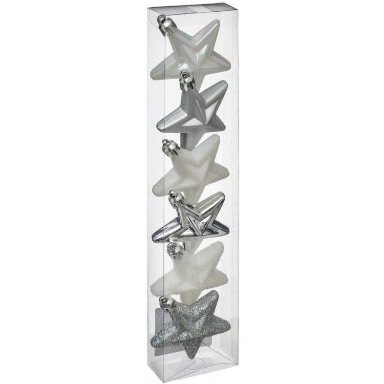 SET DE 6 ESTRELLAS COLGANTES NAVIDEÑAS SIBERIA Ø6CM