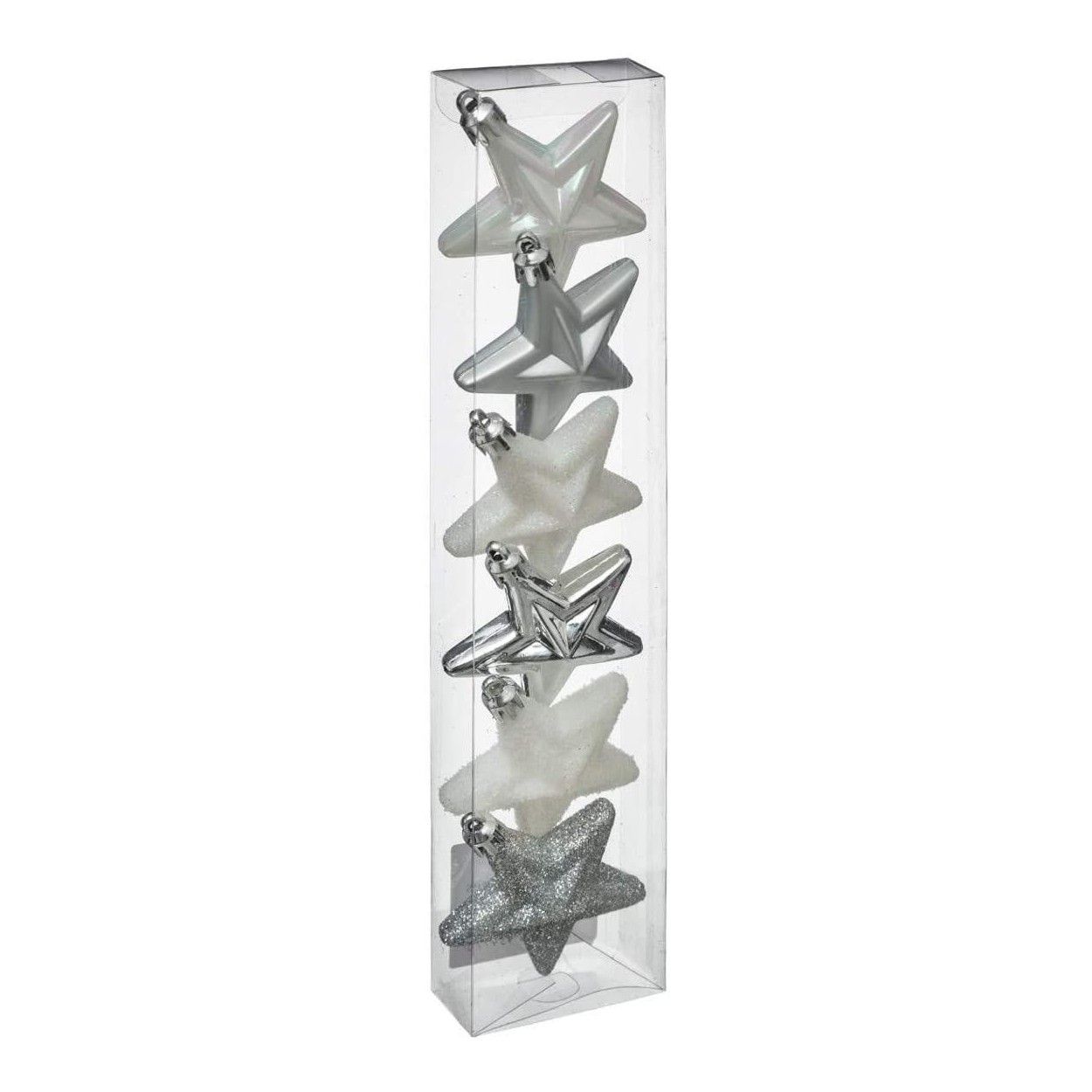 SET DE 6 ESTRELLAS COLGANTES NAVIDEÑAS SIBERIA Ø6CM