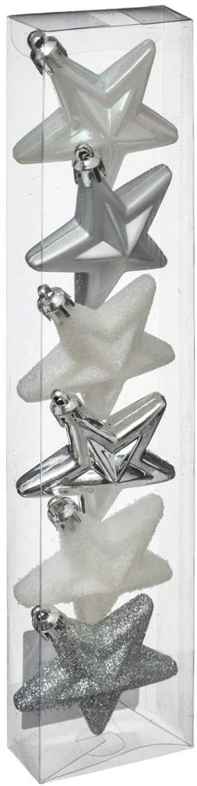 SET DE 6 ESTRELLAS COLGANTES NAVIDEÑAS SIBERIA Ø6CM