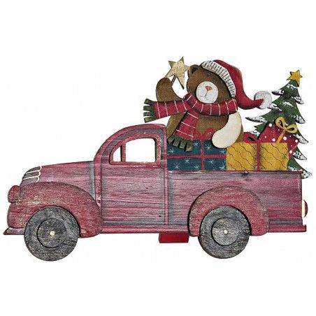 FIGURA DECORATIVA NAVIDEÑA OSO COCHE 30CM