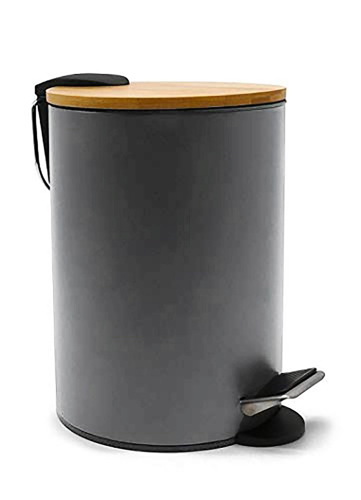 PAPELERA TAPA BAMBÚ CON PEDAL GRIS 3L