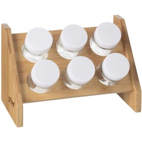 ESPECIERO DE MADERA CON 6 DISPENSADORES 21,5X12X15