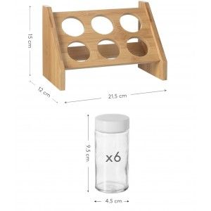 ESPECIERO DE MADERA CON 6 DISPENSADORES 21,5X12X15