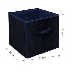 CESTA ALMACENAJE TERCIOPELO AZUL 31X31X31