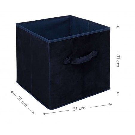 CESTA ALMACENAJE TERCIOPELO AZUL 31X31X31