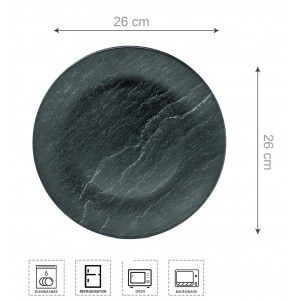 Vajilla de Cerámica Efecto Pizarra por Piezas Individuales en color Gris.