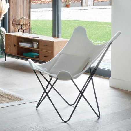 Sillón de Pelo Blanco para Salón o Dormitorio, Decoración Nórdica.