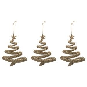 ADORNO COLGANTE ARBOL NAVIDEÑO DORADO SET 3