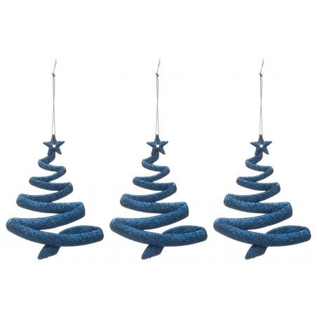 ADORNO COLGANTE ARBOL NAVIDEÑO AZUL SET 3