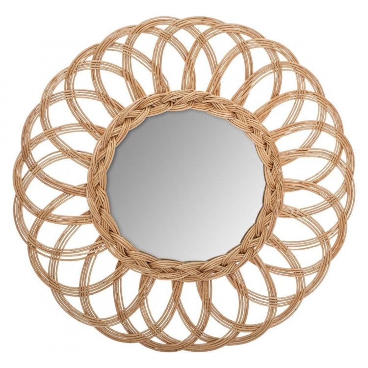 ESPEJO DE PARED RATÁN "FLOR" Ø50