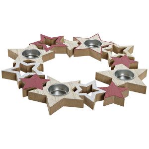 PORTAVELAS NAVIDEÑO MESA MADERA STAR
