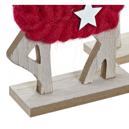 RENO DE MADERA CON CASCABEL DECORACIÓN NAVIDEÑA 10,5X4,5X19CM