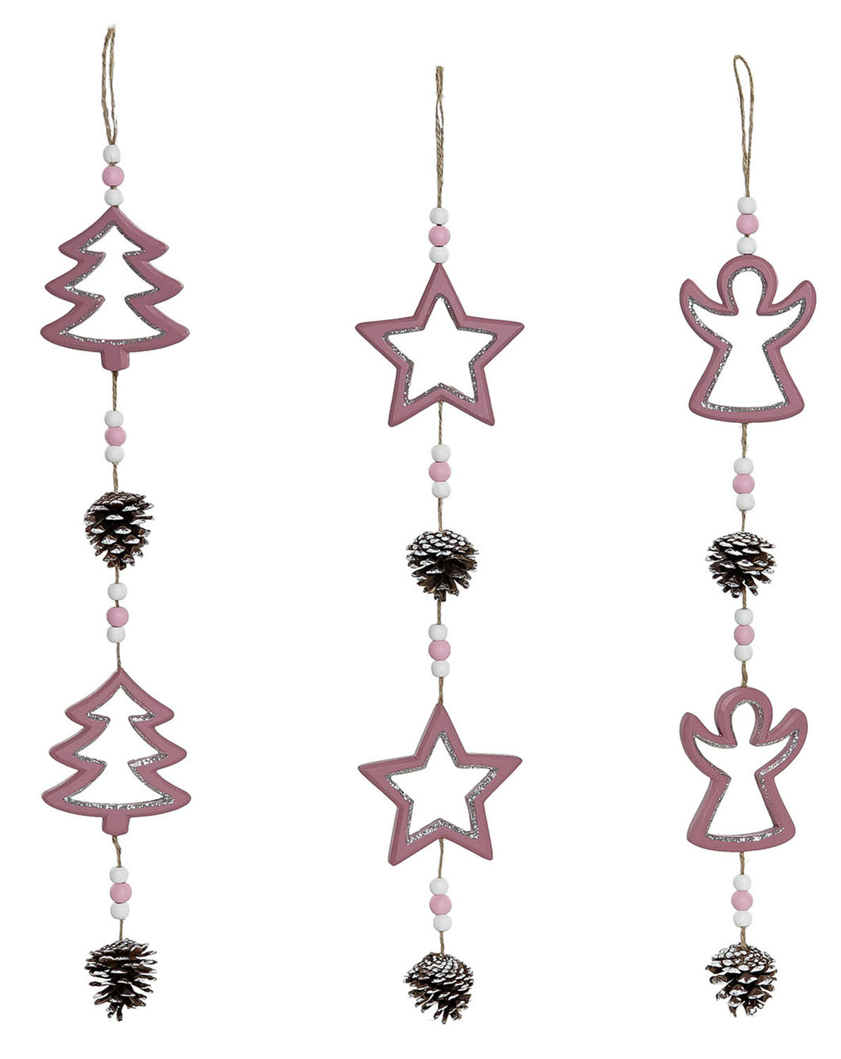 DECORACIÓN COLGANTE NAVIDEÑA PINK 9X4X50CM