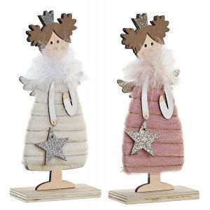 HADA DE MADERA DECORACIÓN NAVIDEÑA 8X4X20CM