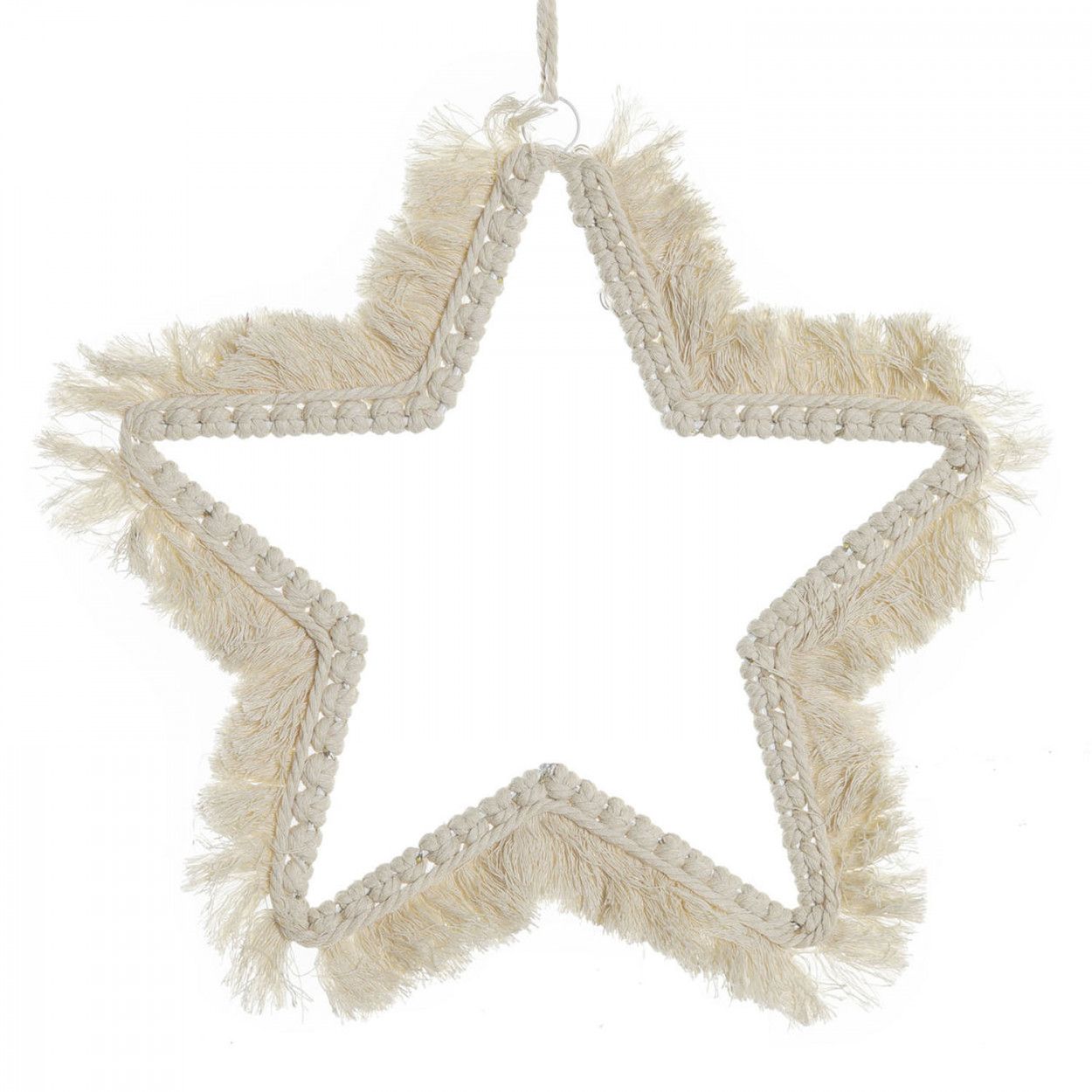 DECORACIÓN COLGANTE ESTRELLA MACRAMÉ LED 35CM